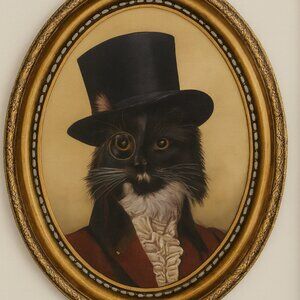 CAROL LEW NIB Royal Cat Wall Art Vintage Portraits Framed Print Decor 15”x17”